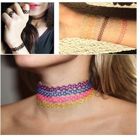 BOBOZHONG Choker Necklace Set, 12 Pieces Collar Necklaces Choker Chain Set, Stretch Tattoo Choker Chain for Girls Women