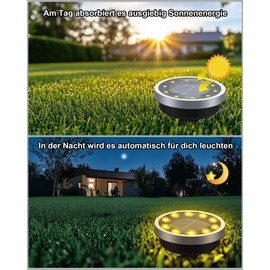 LuJasi Solar Floor Light, Pack of 8, Solar Garden Lights for Outdoor Use, IP65 Waterproof, Solar Light for Garden, Outdoor Light, for Garden, Lawn, Walkway, Patio, Driveway