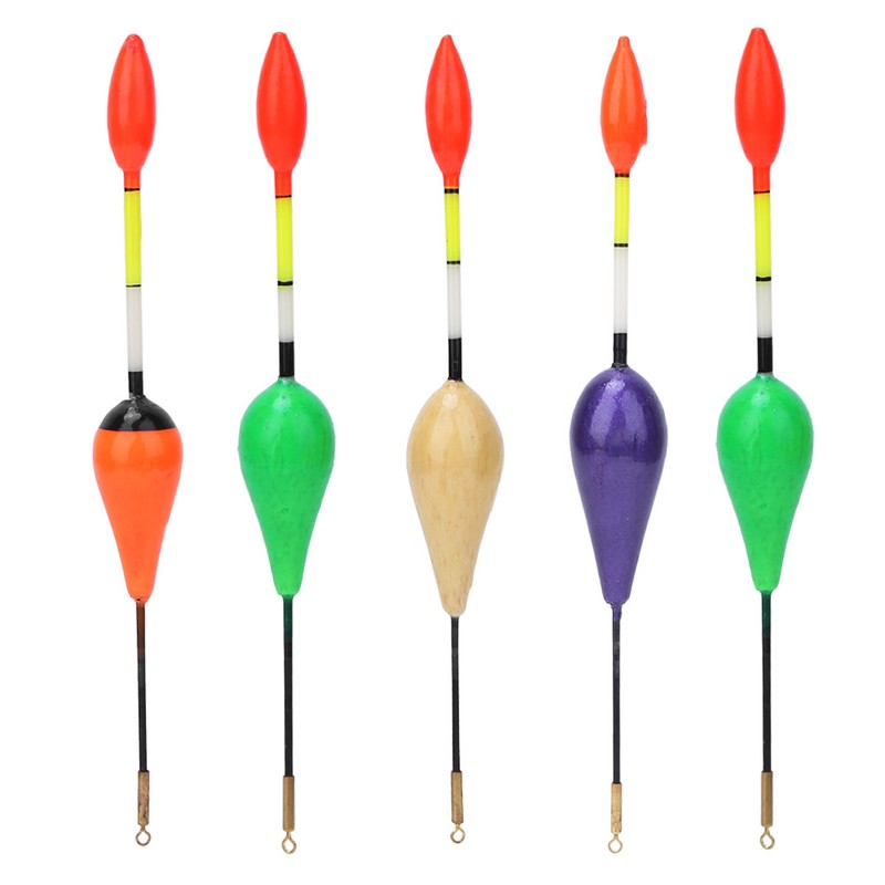 5Pcs Balsa Wood Short Fishing Floats Bobbers Set Tackle Accessory