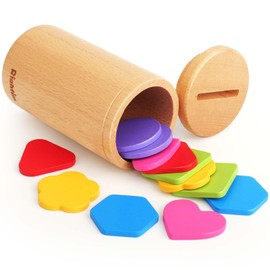 Montessori Toys for 1+ Year Old: Wooden Color Sorting Shape Sorter Toddlers Learning Toys, Baby Sensory Stacking Toys, Educational Fine Motor Busy Board for 12-18 Months Infant Boys and Girls Gifts