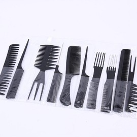 Peines para el cuidado del cabello, antiestáticos, gruesos, con dientes finos, para picar ondas, juego de 10, color negro