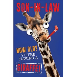 Paper Rose Son-in-Law Birthday Card - Happy Birthday Card for Men with 'How Old?' Funny Giraffe Design