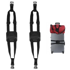 Pack of 2 Luggage Straps for Bags, Add a Bag, Easy to Carry Suitcase, Elastic Strap, High Elastic Suitcase, Adjustable Waist Bag, Bungees with Buckles (Black)
