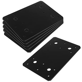 6 Pack 6 x 3-7/8 inches Black Flat Mending Plate, Steel Straight Braces, Heavy Duty Tie Plate Metal Joining Repair Plates Fixing Connector for Wood Furniture Timber, 2.9 mm Thickness