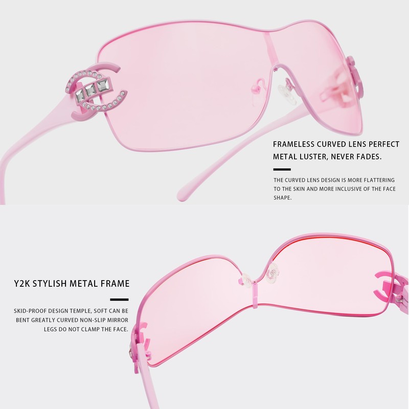 VANLINKER Wrap Around Y2K Sunglasses for Women Men Trendy Oversized