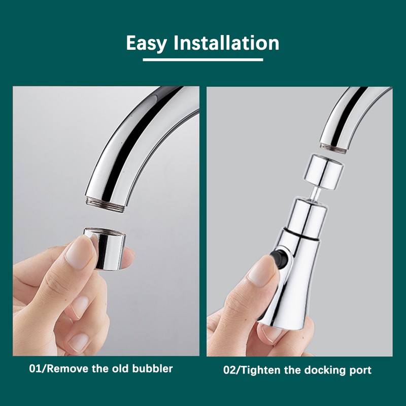 Swivel Universal Faucet Extender Swivel Head Metal Attachment Rotatable Faucet
