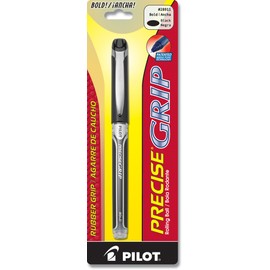 Pilot Precise Grip Liquid Ink Rolling Ball Pen, Bold Point, Single Pen, Black Ink (28911)