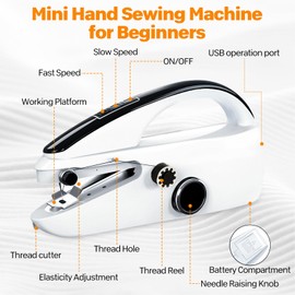 Handheld Sewing Machine, Mini Hand for Beginners, 2 Speed Adjustment Electric Portable Sewing Machine, Easy to Use and Fast Stitch, Suitable for Adults, DIY, Home, Traveling