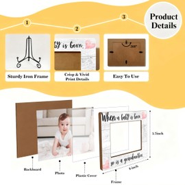 TNVDFNBR First Time Grandma Picture Frame with Iron Stand, New Grandma Gifts First Time, My First Grandchild Frame, When a Baby is Born So is a Grandmother, Keepsake Picture Frame