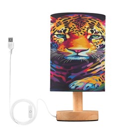 Qilmy Colored Tiger Bedside Touch Lamp,Small Table lamp for Bedroom with USB Charging Ports, Nightstand Lamps for Living Room Office Reading Desk Home Dorm379, E08D23010