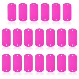 PATIKIL 20pcs Metal Stamping Blanks, Rectangle Stamping Tags Blanks Aluminum Plate DIY Name Tags 5x3cm Metal Engraving Blanks for Laser Engraving Stamping Craft Dog ID Tags, Hot Pink