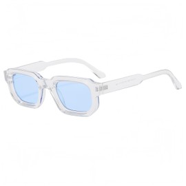 WDZAYXC Vintage Rectangular Sunglasses for Women Men Rectangle Sunglasses Retro Glasses UV400 Protection, Transparent/Blue