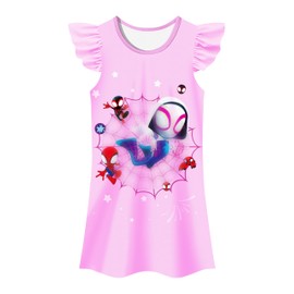 YdaBao Girls Casual Dress Gown Friends Dresses Kids Cute Playwear Novetly Fashion Clothes Outfits Pink