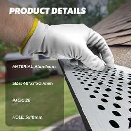 5" Gutter Guards Aluminum Gutter Protection, 26pcs Gutter Cover with Gloves and Screws, 104FT Total Length Fit for All Gutter Type