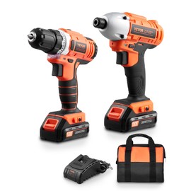 VEVOR Tool Combo Kit, 12V Max Cordless 2-Tool Combo Kit, with 3/8 in Drill, 1/4 in Impact Driver, Compact Cordless Power Tool Combo Kit with 2.0 Ah Batteries, Screws, One Charger, and One Cloth Bag