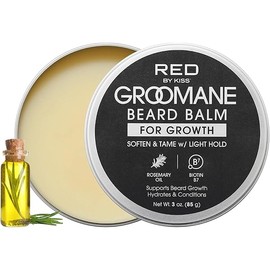 Red by Kiss Groomane Beard Balm Sandalwood, 3oz, Soften & Tame, Light Hold, Promotes Full, Healthy Look Beard Strengthen Facial Hair, Reduce Breakage