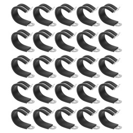 25 pipe and cable clamps, garden hose clamps, fixed pipe clamps, brake pipe clamps, installation pipe clamps