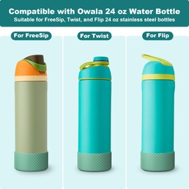 Alwenid 2PCS Silicone Water Bottle Boot for Owala 24 Oz, Anti-Slip Protective Sleeve Bottom Bumper Protector for FreeSip, Twist, and Flip Stainless Steel Water Bottles (Grayish Blue)