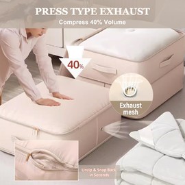 Makukke Large Ultra Space Saving Self-Compressing Organiser, 2024 Compressing Bag, Nylon Packing Bags, Storage Bag for Clothes, Duvets, 52 x 42 x 60 cm