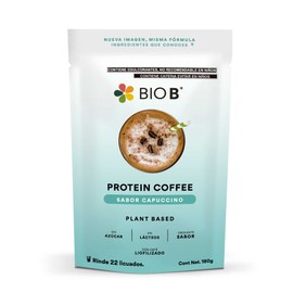BIO B | Smoothie Proteína Vegetal Protein Coffee | Rinde 22 porciones | Proteina Vegana en Polvo 180g con Café Liofilizado | Sin Azúcar, Sin Lácteos, 