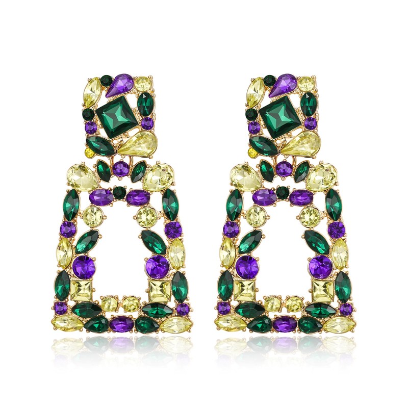 Flyonce Mardi Gras Clip On Earrings for Women, Carnival Theme