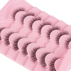 Onlyall Natural Lashes Wispy Lashes Natural Look False Eyelashes Natural Flared Eyelashes False Eye Lashes Soft Fluffy Lashes 7 Pairs KS222