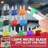 SOL 120pk Assorted Car Micro Fuses, Zinc Alloy Blades with