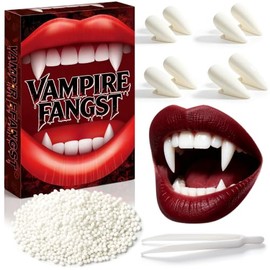 Halloween Vampire Teeth 4 Pairs Vampire Fangs Fake 4 Size Teeth Fangs for Cosplay Party Props Halloween Costumes Accessories Party Favors
