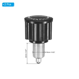 PATIKIL 2 Pcs Pull-up Spring Knob M16 Pull Pin Knob 22mm Thread Length Exercise Bike Pin Knob Screw Replacement Part for Fitness Equipment Bicycle Equipment, Black