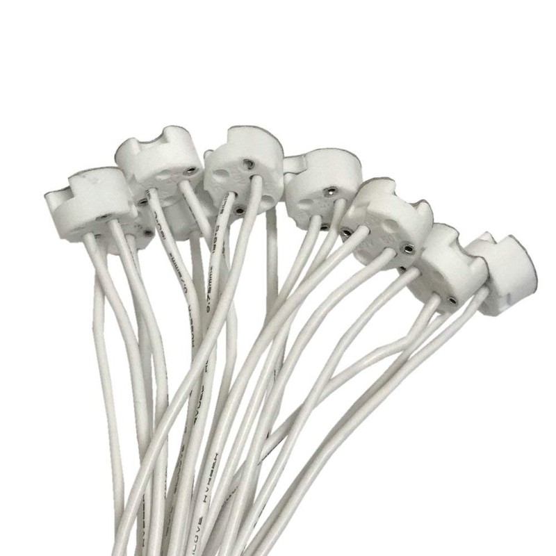 Fjiangyi 50 Pack LED MR16/GU5.3 Socket Adapter, Ceramic Base, White,