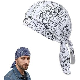 Paisley Cooling Head Scarf Cap Set, Motorcycle Pirate Head Wrap Safety Helmet Liner, Bandana Beanie