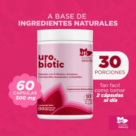 HB Uro.Biotic Mujeres Salud Urinaria Intima 60 Cápsulas, con D-Manosa Arándano y Probióticos (Lactobacillus rhamnosus & acidophilus) | Holistic Beauty