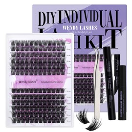 Wendy Lashes Lash Extension Set, Eyelash Extensions Set, Eyelash Extensions Kit, Lashes Extensions Set with Glue Eyelash Extensions (FD18+B-D Curl)