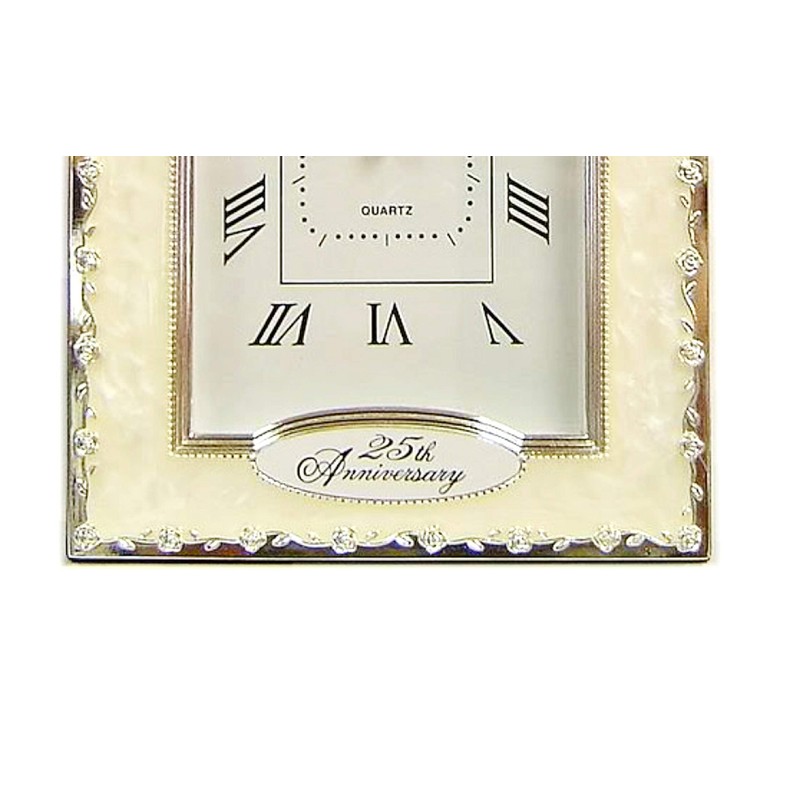 benerini Happy 25th Silver Wedding Anniversary Quartz Table Clock Gift