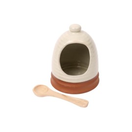 Dexam Porto Terracotta Ribbed Salt Pig - Stone - Spoon not Included