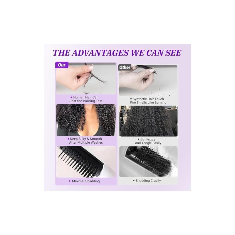 Extensiones de cabello humano rizado birmano de 30 cm, 12
