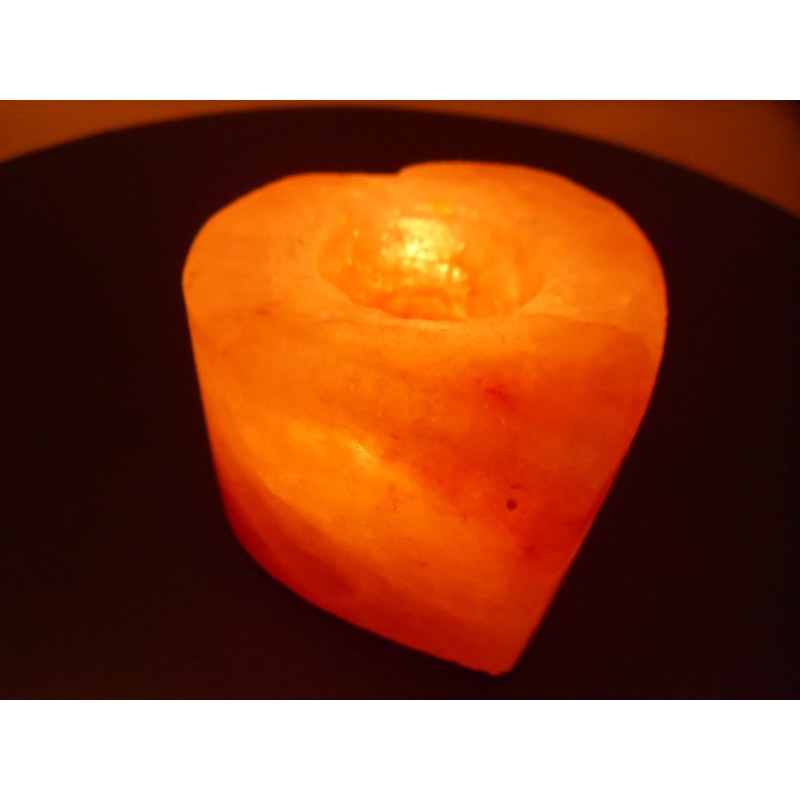 Rock Salt Tea Light Holder in Heart Shape