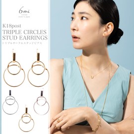 LOKUMI jk-221 Earrings, Made in Japan, 18K Gold, K18 Post K18 K, Brass