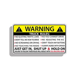 Funny Truck Safety Warning Rules Sticker Adhesive Vinyl Window Graphic Bumper