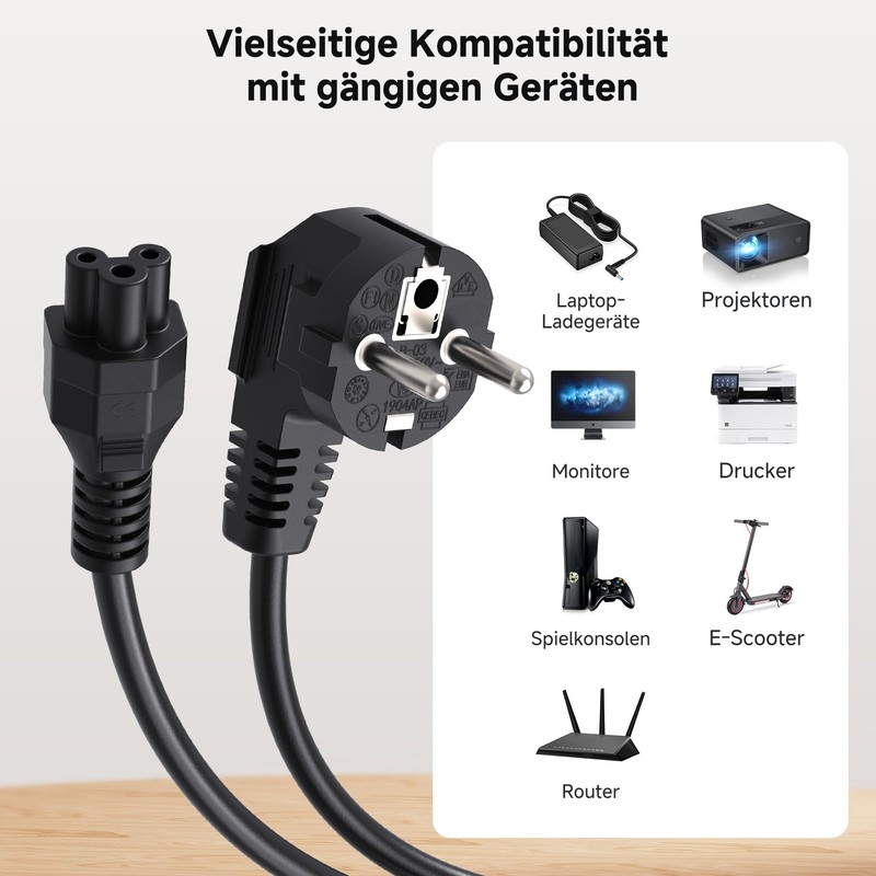 Cable Matters (2-Pack) CEE 7/7 to C5 Power Cable 2