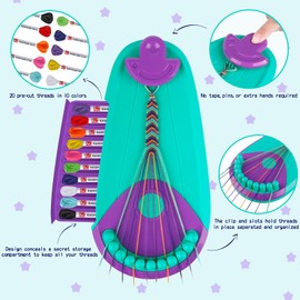 Friendship Bracelet Making kit,Arts and Crafts for Kids Ages 8-12,DIY Bracelet Making Kit with 20 Pre-Cut Threads,Birthday Gifts for Girl Ages 6 7 8 9 10 11 12 Year Old Kids Travel Activity Set