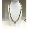 18K Gold Chunky U-Link Chain with Pearl Necklace | Adjustable
