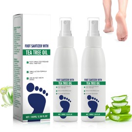 Nmoiat 2pcs Foot Sanitizer Spray with Tea Tree Oil, Clear Tea Tree Oil Foot Spray, 100ml/3.38fl.oz