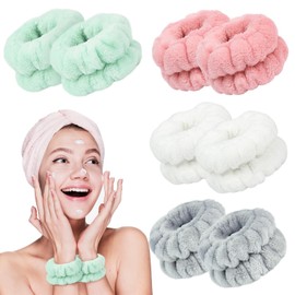 8 Stück Handgelenk Waschband, Mikrofaser Skincare Armband zum Gesicht Waschen Spa Kosmetik Abschmink Armbänder