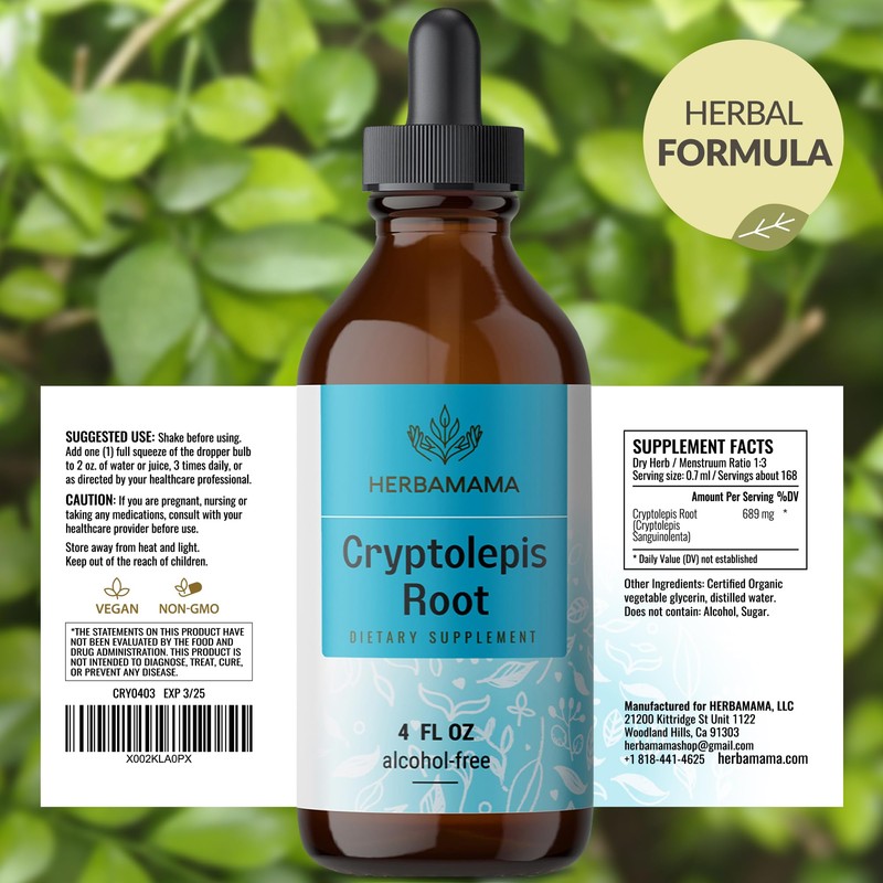 HERBAMAMA Cryptolepis Tincture - Vegan Cryptolepis Sanguinolenta Immune Support Supplement
