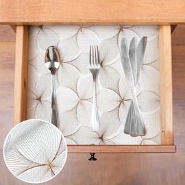 Quttisay Shelf Liner for Kitchen Cabinets,Non Adhesive Cabinet Liner,Non-Slip Drawer Liner,Waterproof Shelf Liner Easy to Clean Strong Grip Liner for Cabinets,Drawers,Cupboard，(Flower 17.3in x 10FT)