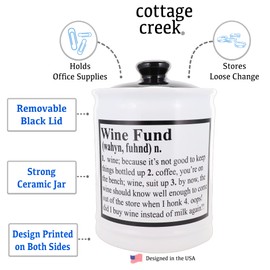 Cottage Creek Jars Wine Fund Piggy Bank, Storage Containers Money Bank, Candy Jar, Wine Gifts, Gifts for Women, Fun Gifts for Men