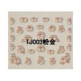 Golden Edge Artistic Rose Flowers Nail Art Sticker Tj003 G Pink Nail Wraps Art Stickers Manicure Supplies for Women for Home Nails Full Long Lasting Easy Apply and Remove