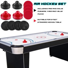 INSCOOL Air Hockey Pushers and Air Hockey Pucks Air Hockey Paddles, Goal Handles Paddles Replacement Accessories for Game Tables(4 Red and Black Pushers, 8 Red and Black Pucks)