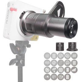 Mini Optical Snoot, Conical Snoot Spotlight Compatible with Smallrig RC 60B,GodoxG ML100Bi, ML60 etc, 19 Gobos